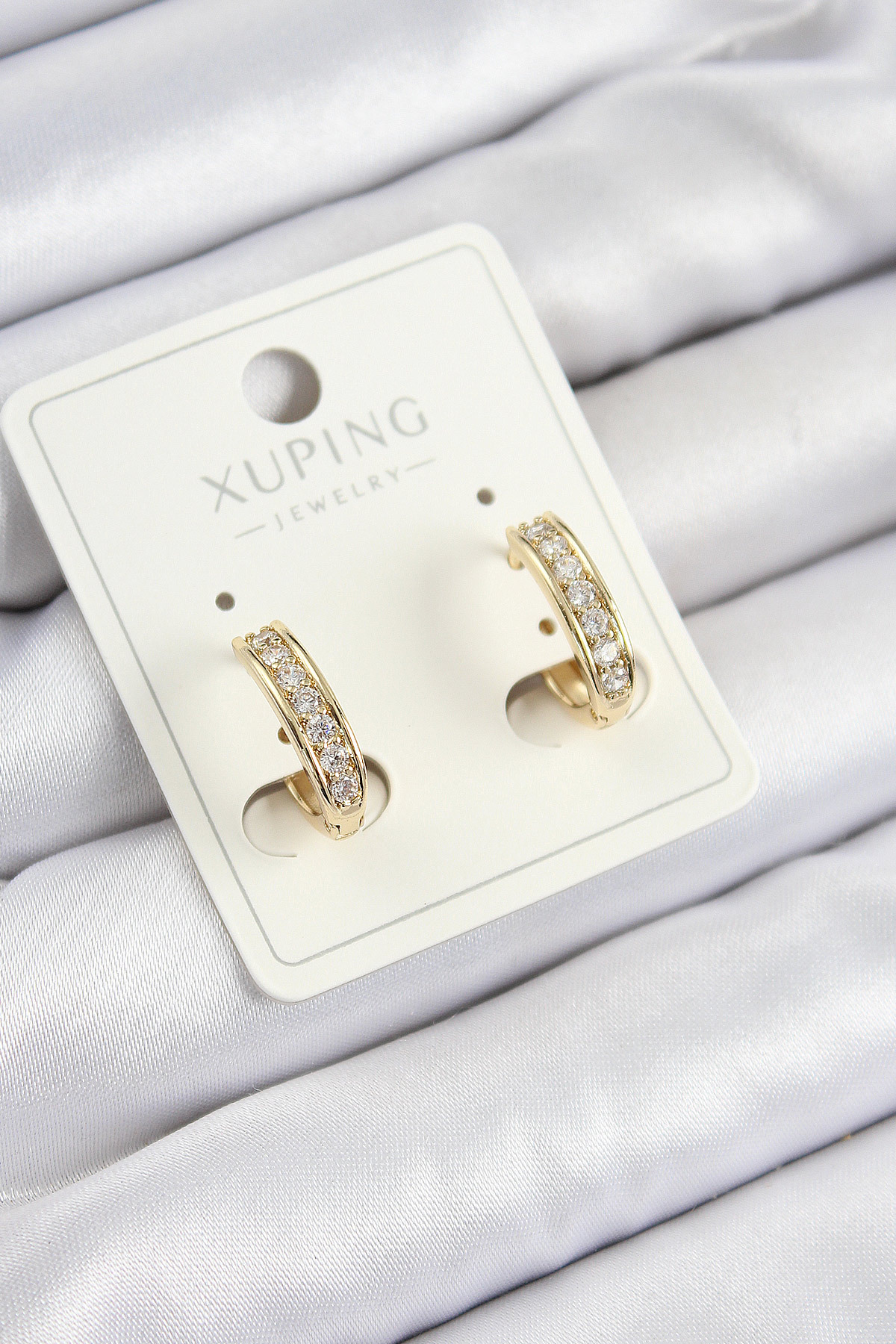 Xuping Zirkon Taşlı Halka Model Gold Renk Kadın Küpe